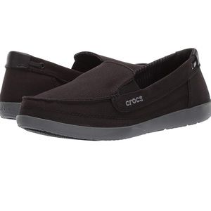 Womens WALU LOAFER CROCS LIKE NEW BLACK SIZE 8 CANVAS